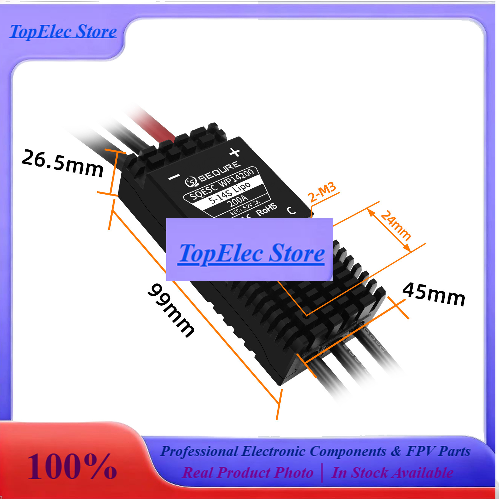 Efoil Esc 200A Waterproof - TopESSEQURE WP14200 IP68 Pengontrol Kecepatan Elektrik