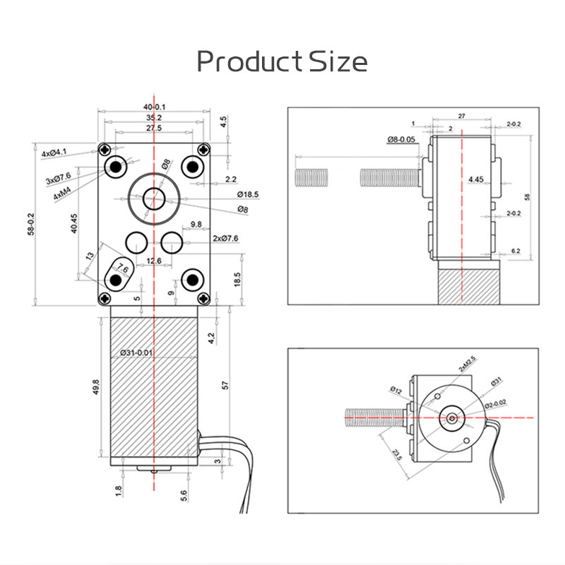 Motor DC Brushed Worm Gear Red - Electric Jet Board Motor ulasan dan harga